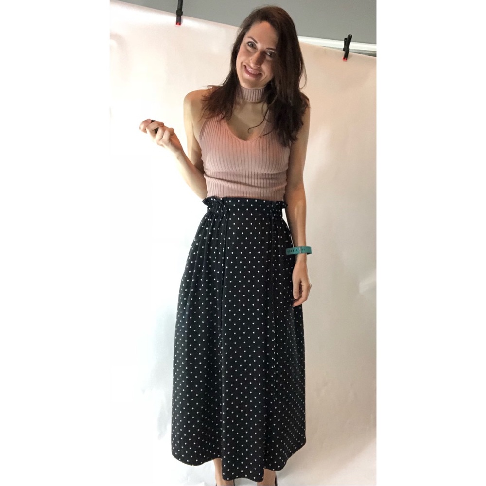 Polka Dot High-Waisted Midi Skirt - NWT